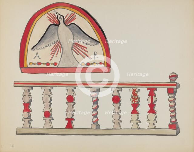 Plate 10: Holy Ghost Lunette & Altar Rail, Chimayo: From Portfolio "Spanish Colonial...", 1935/1942. Creator: Unknown.