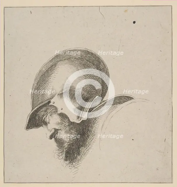 Plate 10: head of a soldier, from 'Drawing Basics' (I principii del disegno), after 1641. Creator: Unknown.
