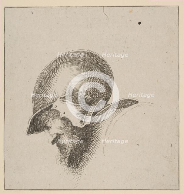 Plate 10: head of a soldier, from 'Drawing Basics' (I principii del disegno), after 1641. Creator: Unknown.