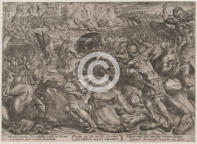 Plate 10: The Fall of Jericho, from 'The Battles of the Old Testament', ca. 1..., ca. 1590-ca. 1610. Creator: Antonio Tempesta.