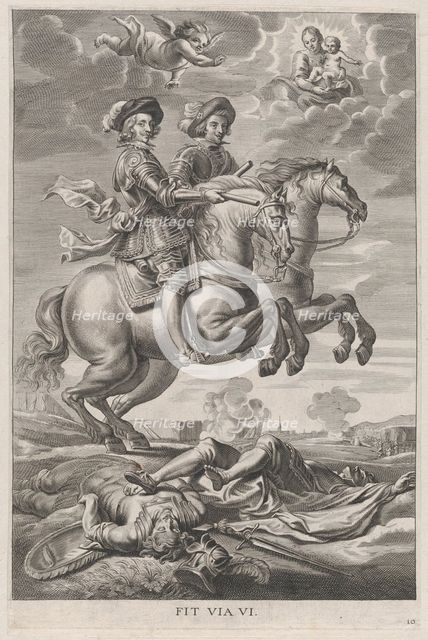 Plate 10: The King of Hungary and Ferdinand on horseback; from Guillielmus Becanus's 'Sere..., 1636. Creator: Pieter de Jode II.