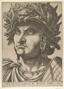 Plate 10: Vespasian with his head turned slightly to the left, from The Twelve Caesars..., 1610-40. Creator: Anon