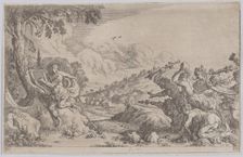 Plate 100: The death of Orpheus, from Ovid's Metamorphoses 1641. Creator: Johann Wilhelm Baur