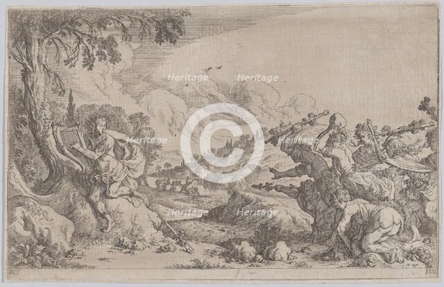 Plate 100: The death of Orpheus, from 'Ovid's Metamorphoses', 1641. Creator: Johann Wilhelm Baur.