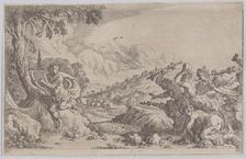 Plate 100: The death of Orpheus, from Ovid's Metamorphoses 1641. Creator: Johann Wilhelm Baur