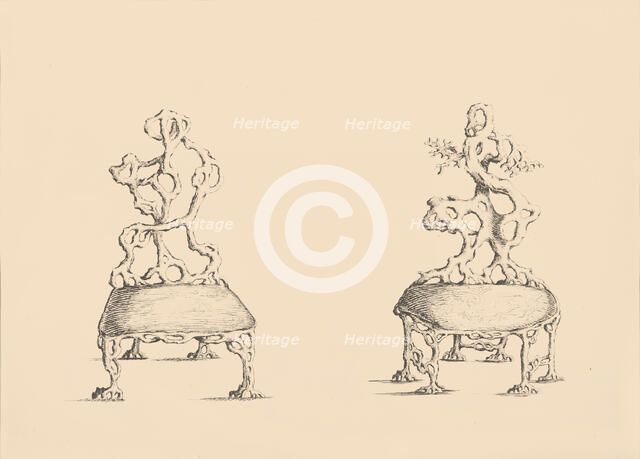 Plate 117. Garden Chairs, 1754. Creator: Matthew Darly.