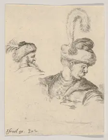 Plate 11: a Polish bust in profile, turned to the right, another Polish head seen from..., ca. 1649. Creator: Stefano della Bella