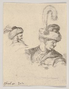 Plate 11: a Polish bust in profile, turned to the right, another Polish head seen from..., ca. 1649. Creator: Stefano della Bella