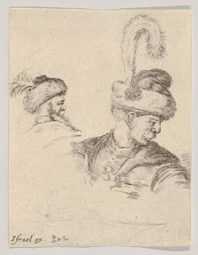 Plate 11: a Polish bust in profile, turned to the right, another Polish head seen from..., ca. 1649. Creator: Stefano della Bella