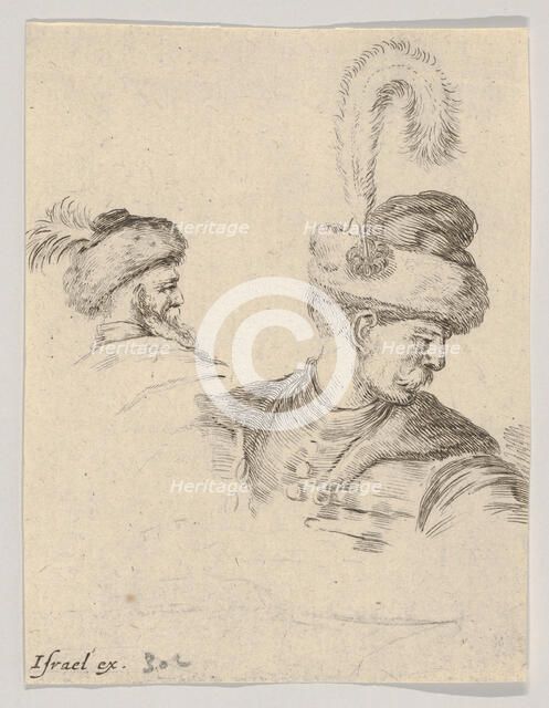 Plate 11: a Polish bust in profile, turned to the right, another Polish head seen from..., ca. 1649. Creator: Stefano della Bella.