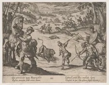 Plate 11: Alexander's Lion Hunt, from The Deeds of Alexander the Great, 1608., Creator: Antonio Tempesta