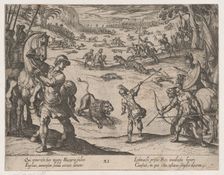 Plate 11: Alexander's Lion Hunt, from The Deeds of Alexander the Great, 1608., Creator: Antonio Tempesta