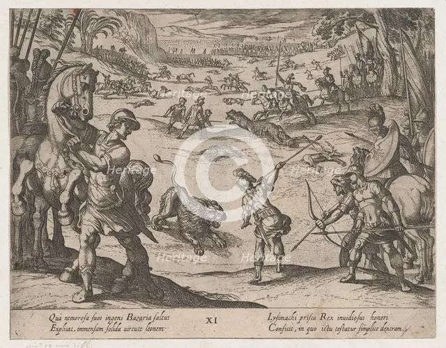 Plate 11: Alexander's Lion Hunt, from The Deeds of Alexander the Great, 1608., Creator: Antonio Tempesta.