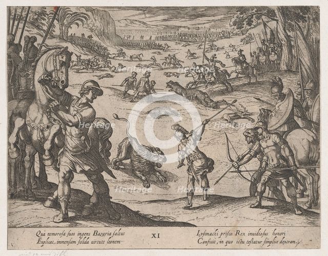 Plate 11: Alexander's Lion Hunt, from The Deeds of Alexander the Great, 1608., Creator: Antonio Tempesta.