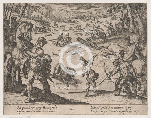 Plate 11: Alexander's Lion Hunt, from The Deeds of Alexander the Great, 1608., Creator: Antonio Tempesta.