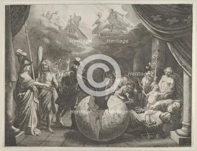 Plate 11: Allegory on the Discord in France, from Caspar Barlaeus, "Medicea Hospes", 1638. Creator: Pieter Nolpe.
