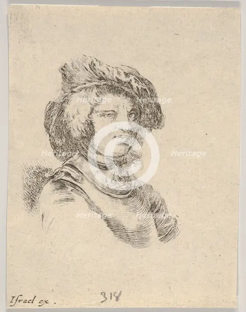 Plate 11: bust of a man wearing a cap and looking towards the right, from 'Various heads a..., 1650. Creator: Stefano della Bella.