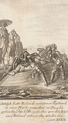 Plate 11 for Ariosto's Orlando Furioso 1772. Creators: Daniel Nikolaus Chodowiecki, Daniel Berger