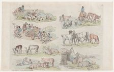 Plate 11, Outlines of Figures, Landscapes and Cattle...for the Use of Learners..., January 31, 1791. Creator: Thomas Rowlandson