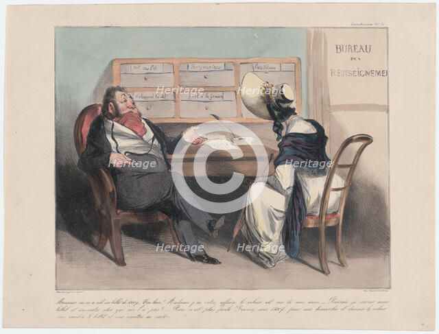 Plate 11: Monsieur on m'a volé un billet de 1000 francs, 1838. Creator: Honore Daumier.