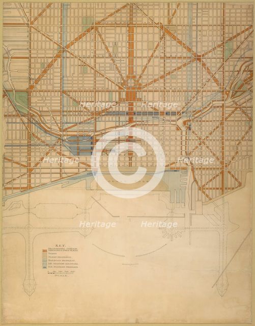 Plate 111 from The Plan of Chicago, 1909: Chicago. Plan of the Center of the City, Showing the... Creator: Daniel Burnham.