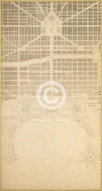 Plate 129 from The Plan of Chicago, 1909: Chicago. The Business Center of the City, Within the... Creator: Daniel Burnham.
