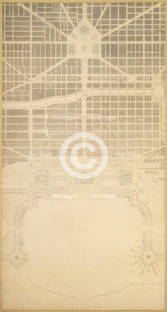 Plate 129 from The Plan of Chicago, 1909: Chicago. The Business Center of the City, Within the... Creator: Daniel Burnham.