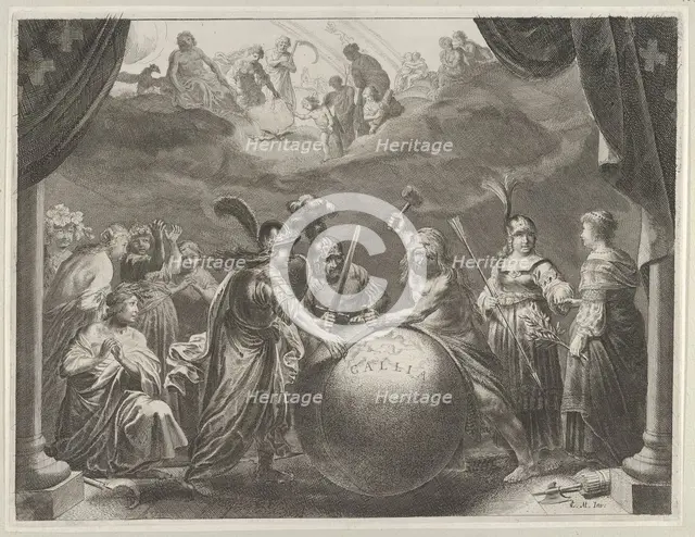 Plate 12: Allegory on the Discord in France, from Caspar Barlaeus, "Medicea Hospes", 1638. Creator: Pieter Nolpe.