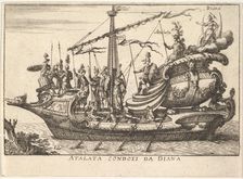 Plate 12: Atalanta led by Diana (Atalata condoti da Diana), accompanied by warriors bearin..., 1664. Creator: Unknown
