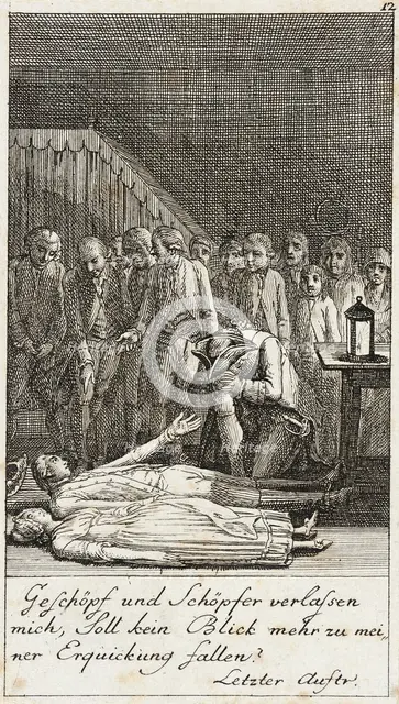 Plate 12 for Schiller's 'Intrigue and Love', 1785. Creator: Daniel Nikolaus Chodowiecki.