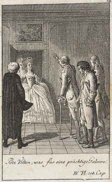 Plate 12 for Thomas Smollett's The Adventures of Peregrine Pickle 1785. Creator: Daniel Nikolaus Chodowiecki