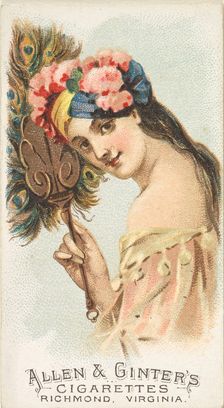 Plate 12, from the Fans of the Period series (N7) for Allen & Ginter Cigarettes Brands, 1889. Creator: Allen & Ginter