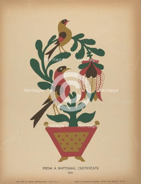 Plate 12: From the Portfolio "Folk Art of Rural Pennsylvania", c. 1939. Creator: Unknown.