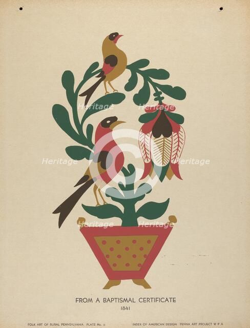 Plate 12: From Portfolio "Folk Art of Rural Pennsylvania", c. 1939. Creator: Unknown.