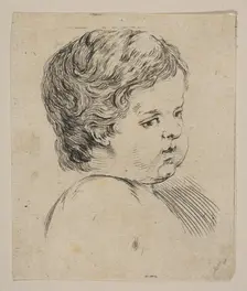 Plate 12: head of a child, from The Book for Learning to Draw (Livre pour apprendre ..., ca. 1649. Creator: Stefano della Bella