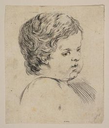 Plate 12: head of a child, from The Book for Learning to Draw (Livre pour apprendre ..., ca. 1649. Creator: Stefano della Bella