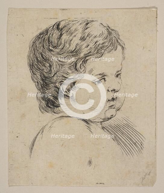 Plate 12: head of a child, from 'The Book for Learning to Draw' (Livre pour apprendre ..., ca. 1649. Creator: Stefano della Bella.