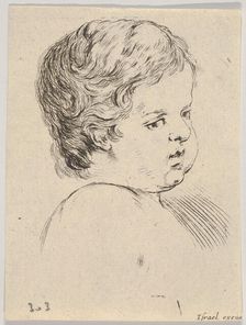Plate 12: head of a child, from The Book for Learning to Draw (Livre pour apprendre ..., ca. 1649. Creator: Stefano della Bella