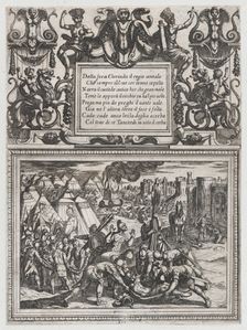 Plate 12: Illustration to Canto XII, from Torquato Tasso's Gerusalemme liberata ..., ca. 1590-1630. Creator: Antonio Tempesta