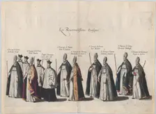 Plate 12: Members of the clergy marching in the funeral procession of Archduke Albert of A..., 1623. Creator: Cornelis Galle I
