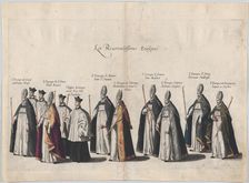 Plate 12: Members of the clergy marching in the funeral procession of Archduke Albert of A..., 1623. Creator: Cornelis Galle I