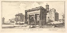 Plate 13: Arch of Settimius Severus 1. Temple of Concord. 2. Ascent to the Capitoline ..., ca. 1748. Creator: Giovanni Battista Piranesi