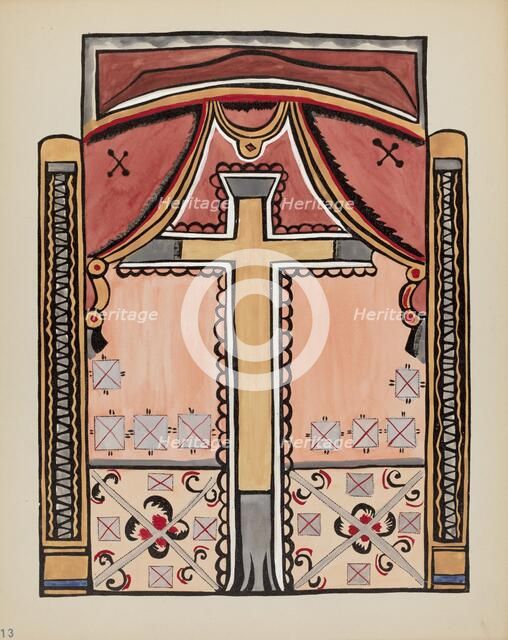 Plate 13: Design with Cross, Chimayo: From Portfolio "Spanish Colonial Designs of New Mexico", 1935/ Creator: Unknown.