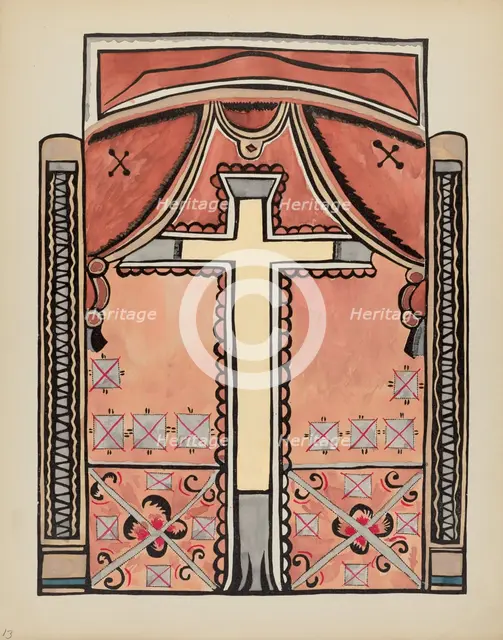 Plate 13: Design with Cross: From Portfolio "Spanish Colonial Designs of New Mexico", 1935/1942. Creator: Unknown.