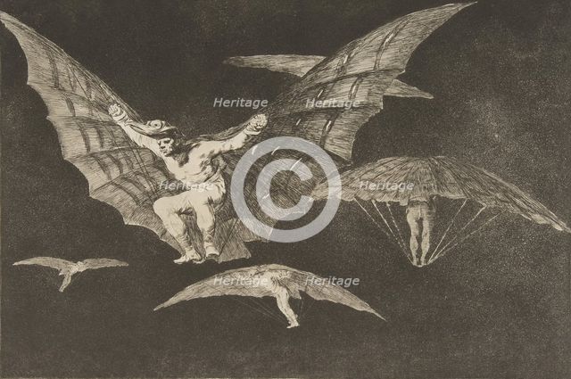 Plate 13 from the 'Disparates': A Way of Flying, ca. 1816-23 (published 1864). Creator: Francisco Goya.