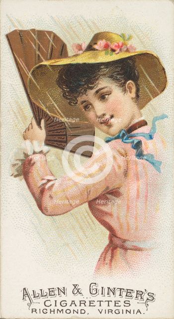 Plate 13, from the Fans of the Period series (N7) for Allen & Ginter Cigarettes Brands, 1889. Creator: Allen & Ginter.