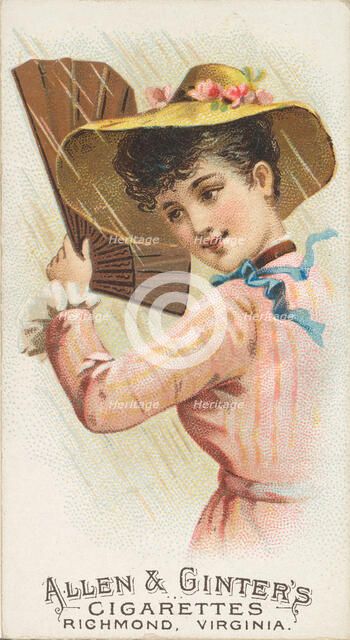 Plate 13, from the Fans of the Period series (N7) for Allen & Ginter Cigarettes Brands, 1889. Creator: Allen & Ginter.
