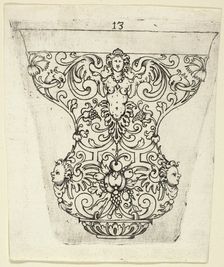 Plate 13, from twenty ornamental designs for goblets and beakers, 1604. Creator: Master AP