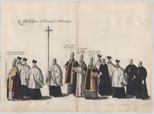 Plate 13: Members of the clergy marching in the funeral procession of Archduke Albert of A..., 1623. Creator: Cornelis Galle I