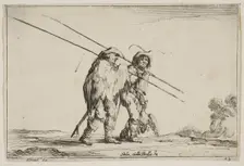 Plate 13: Two pikemen walking towards the right, each with their pikes in their right hand..., 1642. Creator: Claude Goyrand